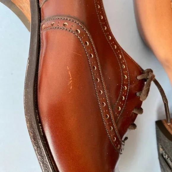 NWOT Brown Leather Church’s Heeled Oxford Shoe 8.5 - Picture 10 of 10